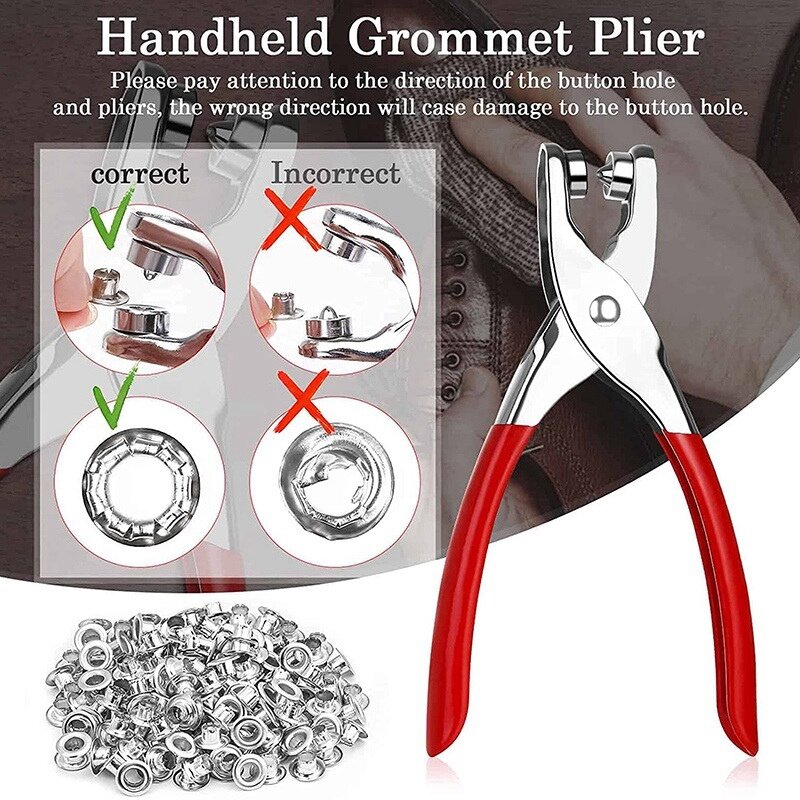 401Pcs 1/4Inch 6Mm Grommet Eyelet Pliers Kit, Grommet Tool Kit With 400 Metal Eyelets In Gold And Silver,Eyelet Grommets