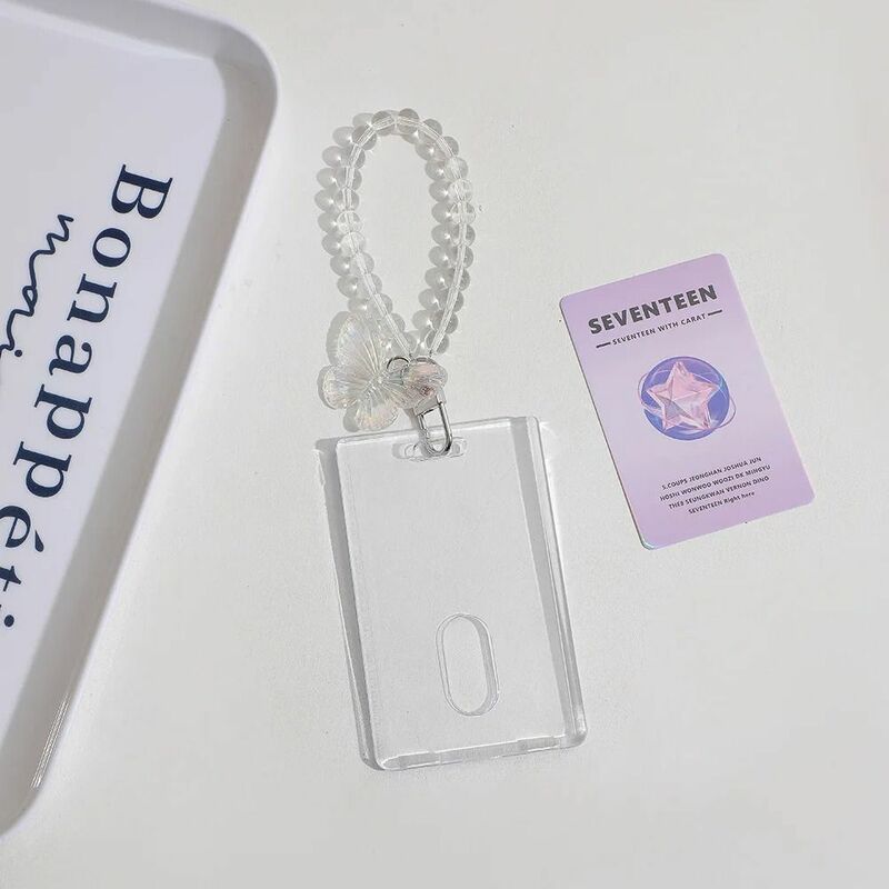 Transparent Photocard Holder 2024 Acrylic Spring Rope Card Holder Keychain Card