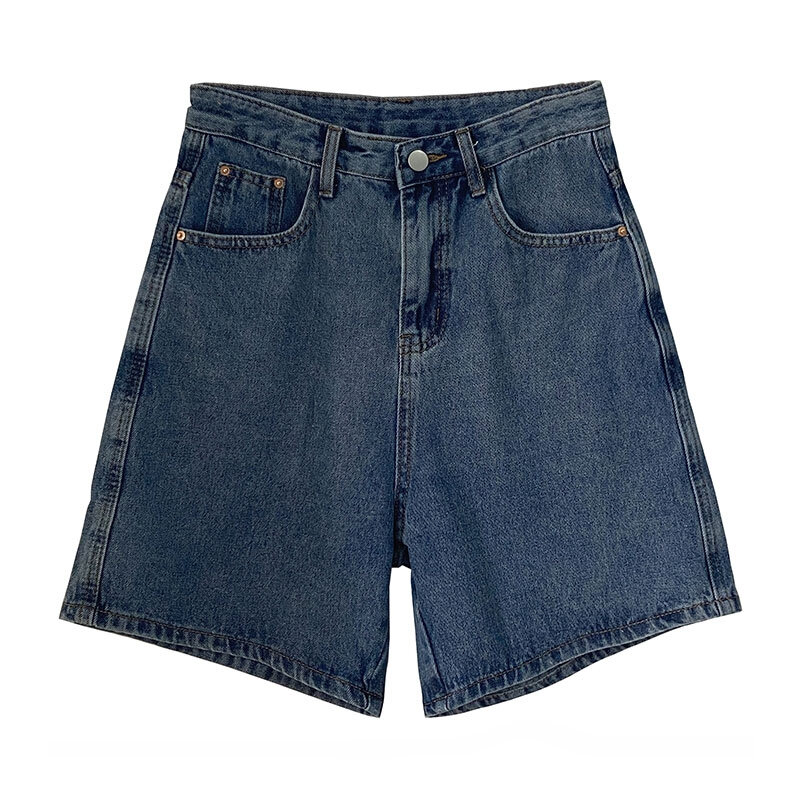 2024 klasyczne jeansowe szorty damskie letnie niebieskie szorty z wysokim stanem casualowe spodnie z szerokimi nogawkami