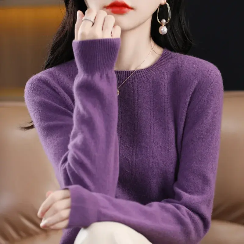 2023 년 여성 스웨터, 가을/겨울 긴 소매 풀오버, 니트웨어, 따뜻한 풀오버, 한국 패션, 보터밍 셔츠, 슬림핏 점퍼