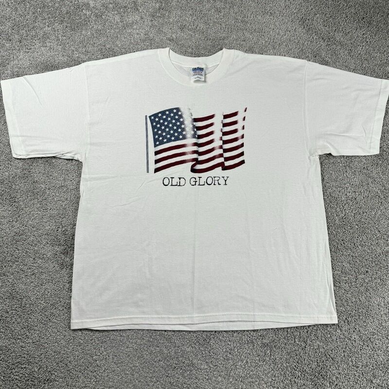 Men's Old Glory Bandeira branca americana camiseta, 4 de julho, novo