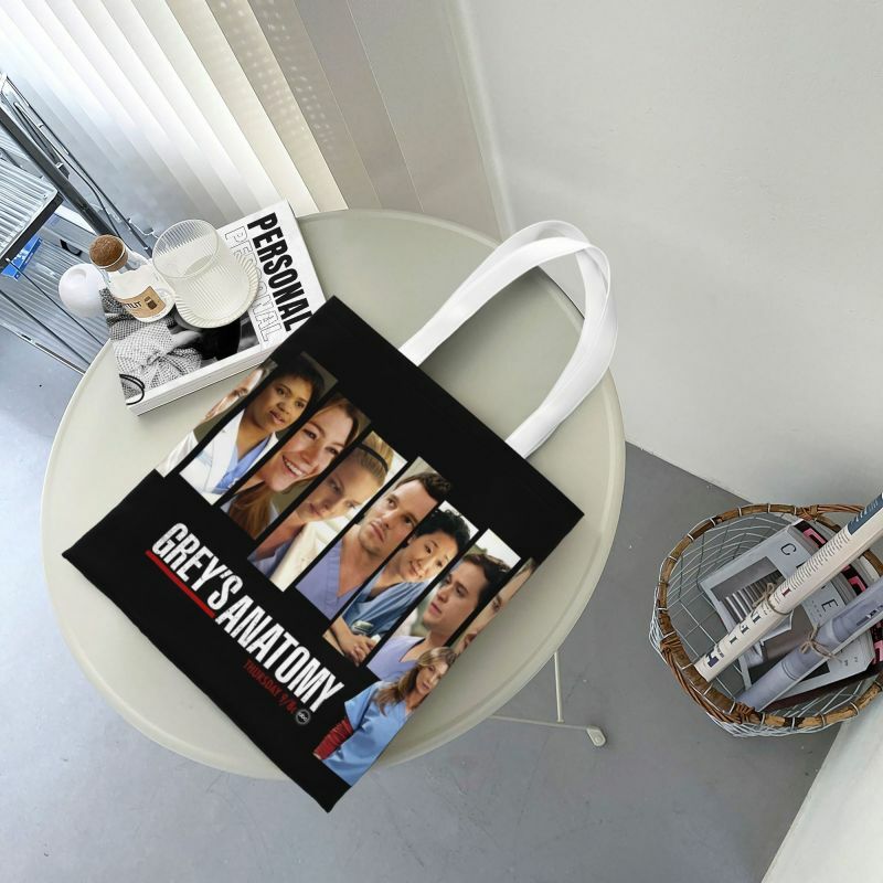 حقيبة كتف للتسوق من كاواي جراي تشريح الجسم يمكن إعادة استخدامها في عرض تلفزيوني على الموضة حقيبة كتف من القماش المتسوق