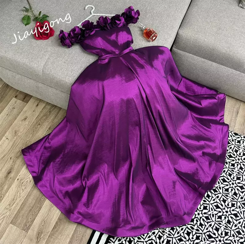Платье Yipeisha для выпускного вечера, изысканное платье с открытыми плечами, ТРАПЕЦИЕВИДНОЕ ПЛАТЬЕ до пола, атласное с цветочной драпировкой по индивидуальному заказу