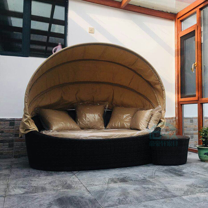 籐の屋外ソファ,バルコニーのベッド,コーヒーテーブル,組み合わせ,屋外アートステンシル