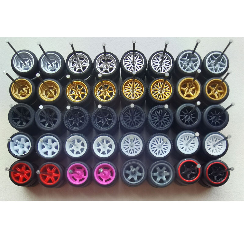 1: 64 Custom Alloy Car Hot Wheels Model Modification Accessory Tires Racing Vehicle Toys Cars Upgrade Original Front Rear Tires