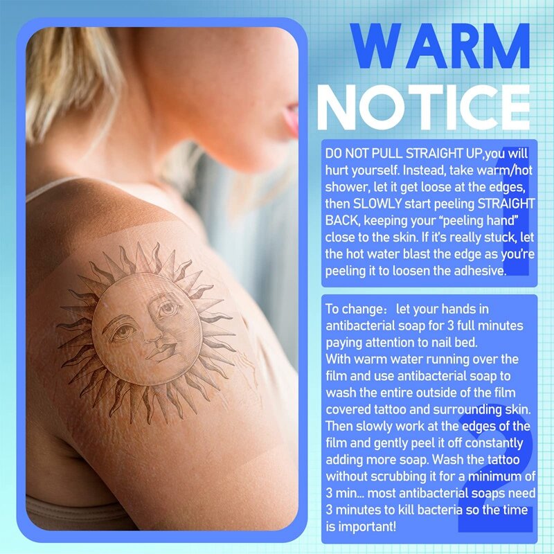 Película de tatuaje impermeable para el cuidado posterior, vendajes adhesivos curativos de la piel, cinta de vendaje transparente para reparación