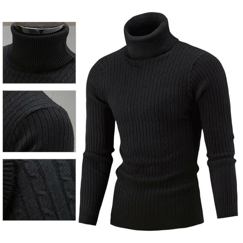 Sweater  Simple Turtleneck Men Slim Sweater  All-matched Knitted Sweater
