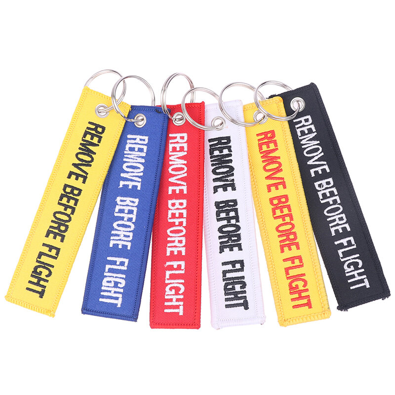 Remove Before Flight Car Key Chain Embroidery Aviation Gifts Keyring Key Tag Holder For Motorcycles Keychain 1PC