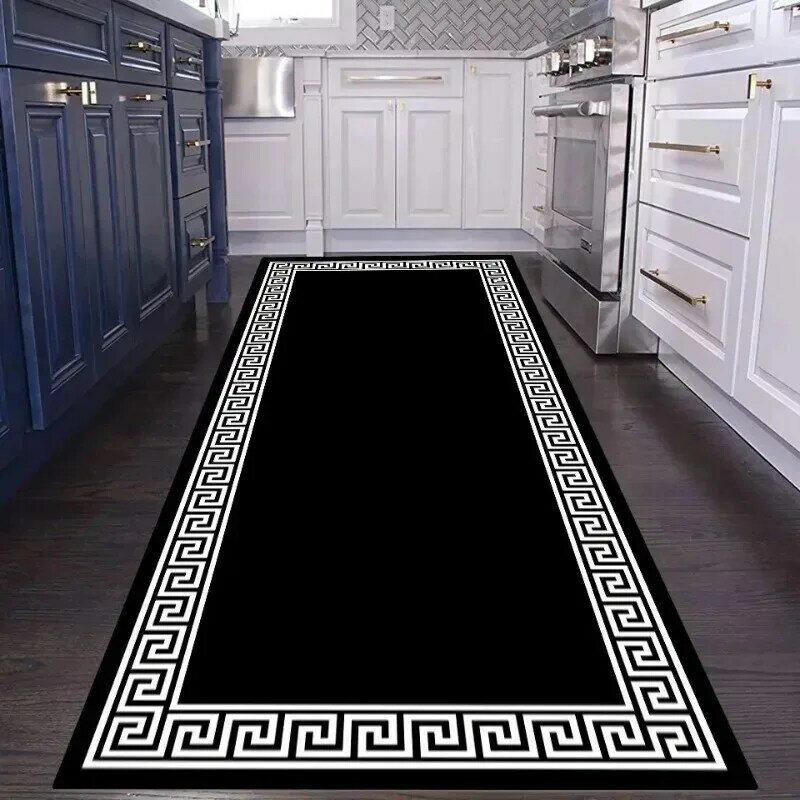 Alfombra de pasillo largo de lujo de estilo europeo, alfombras negras de fácil limpieza para escaleras, decoración moderna, alfombras de pasillo personalizables