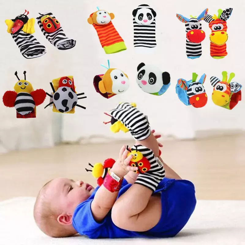 Babys pielzeug 0 6 12 Monate niedliche Kuscheltiere Baby Rassel Socken Handgelenk Baby Rasseln Neugeborene Spielzeug machen Geräusche Spiele für Babys