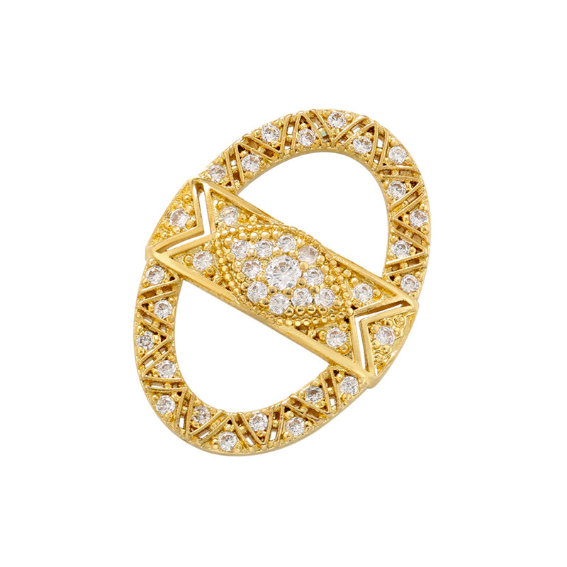 ZHUKOU الذهب اللون موصل للنساء مجوهرات يدوية الصنع بسيطة زركون البيضاوي connctor السنانير اكسسوارات المواد VS534