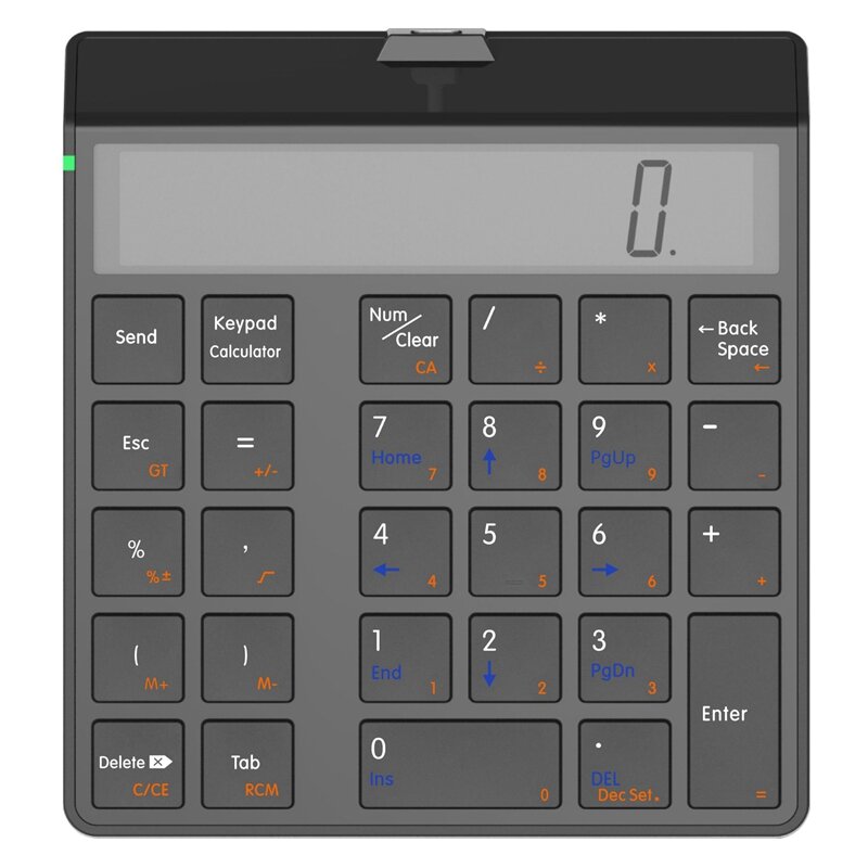 Sunreed-Clavier numérique Bluetooth 4.0 avec fonction de calculatrice d'affichage, pavé numérique 2 en 1 et calculatrice noire