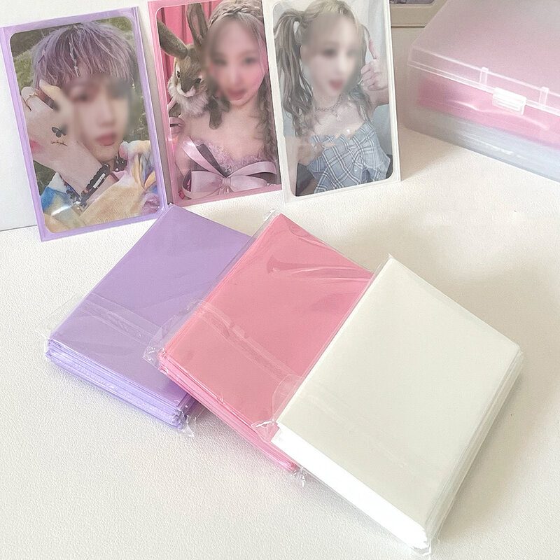 SKYSONIC 50pcs Kpop Card Sleeves 61x91mm Macaron Color Holder For Holo Postcards Top Load Film Photocard Game Cards Protector