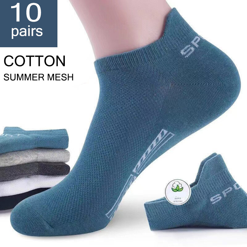 10 Paar hochwertige Herren Söckchen atmungsaktive Baumwolle Sports ocken Mesh lässig sportlich Sommer dünn geschnitten kurze Socken Größe 38-43