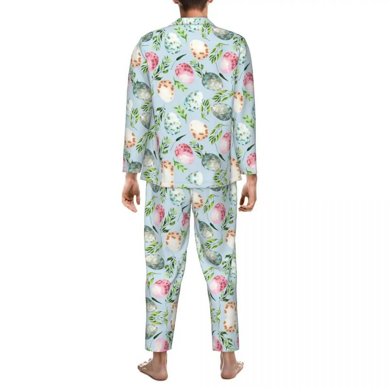 Пижамный комплект в пасхальном стиле для мужчин, модная ночная Пижама с яйцами и листьями, свободная Ночная рубашка в стиле оверсайз, Подарочная идея