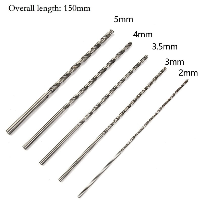 Durable New Drill Bit 2-5mm Tools 5 piece Extra Long Pack Parts Replacement 2/3/3.5/4/5mm 2mm 3mm 3.5mm 4mm 5mm