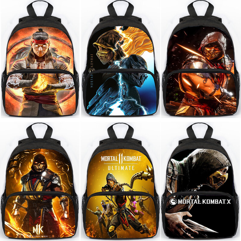 Mortal Kombat Schoolbag para Estudantes, 3D Game Print, Laptop Mochila, Impermeável, Alta Qualidade, Bolsa de Viagem, Bookbag para Meninos