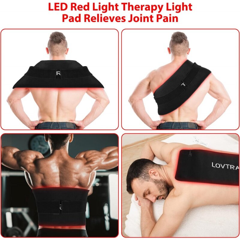 360pcs LED 660nm Red Light and 850nm Near Infrared Light Therapy Devices Mat Large Pads Wearable Wrap for Body Pain Relief