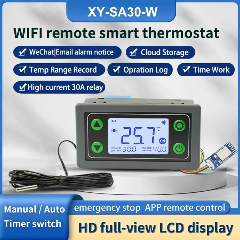 جهاز تحكم عن بعد بالواي فاي SA30 SA10 6-30 فولت 110-220 فولت وحدة تحكم في درجة الحرارة الرقمية APP جهاز إنذار لجمع درجة الحرارة