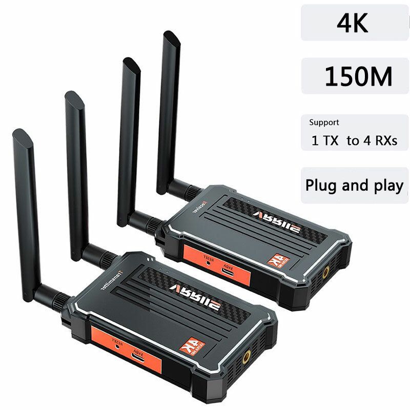 4K  Wireless Transmitter  Receiver Dual HDMI Output HDMI-compatible  Extender Kit For Laptop DSLR Camera STB To Projector TV