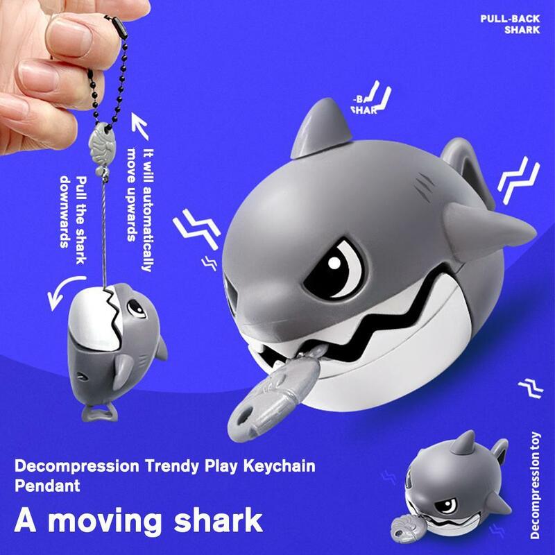 Cartoon Cute Pull String Tooth Shark ABS Key Cute Doll Kawaii Small Gift Children's Toys Car Accessories Small Pendant
