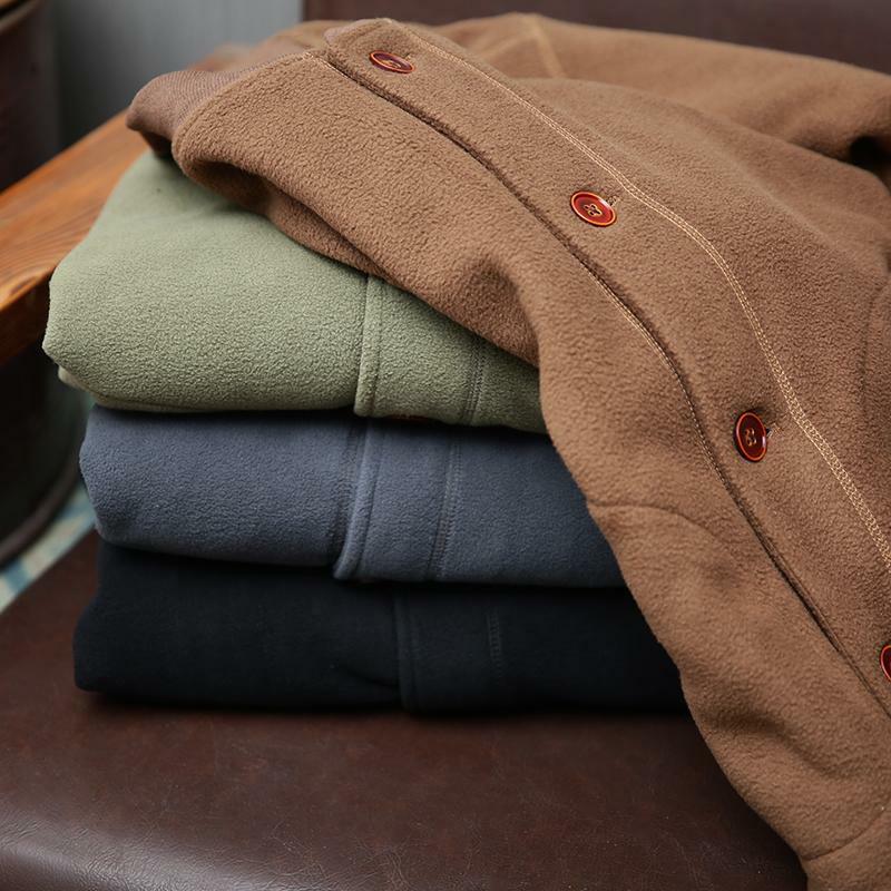 남성용 단색 따뜻한 재킷, 싱글 브레스트 야구 넥 두꺼운 스웨터, 야외 스포츠 하이킹 재킷, 가을 및 겨울