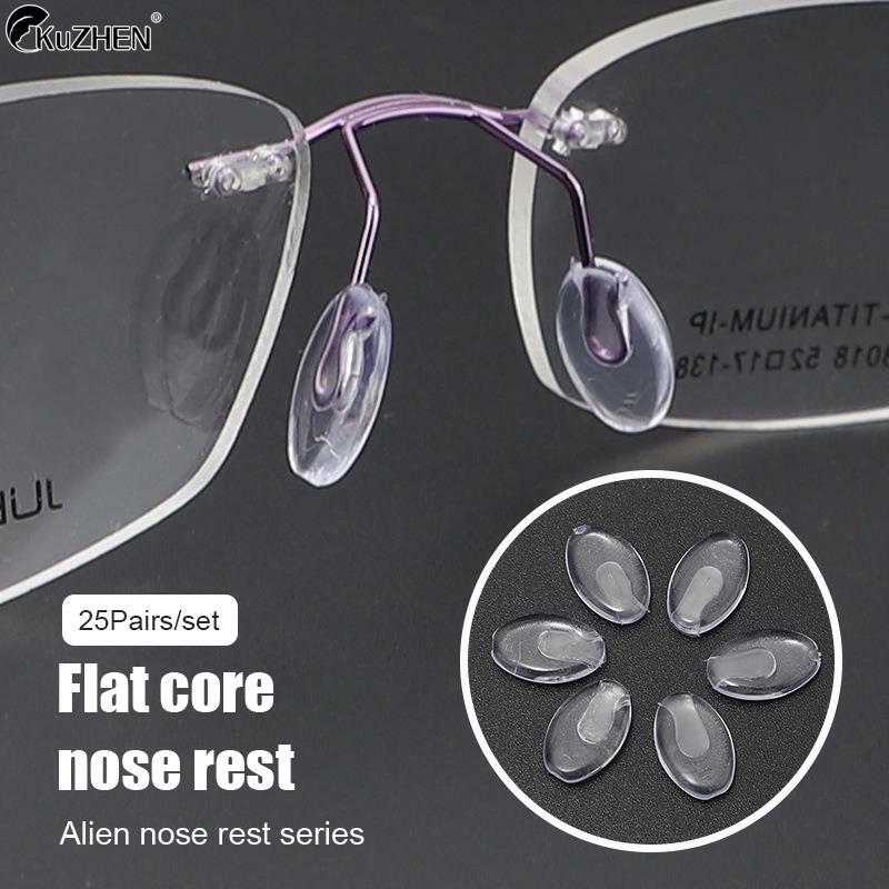25Pairs/Set Plug-in Eyeglasses Nose Pads Transparent PVC Anti Slip Nosepads Flat Oval Eyewear Bracket Eyeglass Accessory