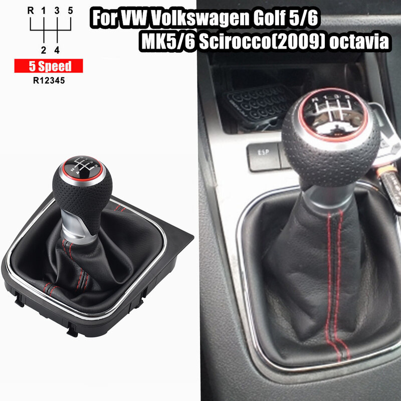 Pommeau de levier de vitesse pour VW Golf, 5 vitesses, 6 vitesses, MK5, R32, GTD, GTI, 2004, 2005, 2006, 2007, 2008, 2009