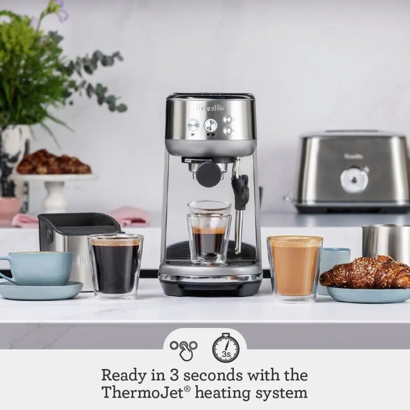 Cafetera profesional de acero inoxidable cepillado, máquina de Espresso para cocina y hogar, accesorios de café, café