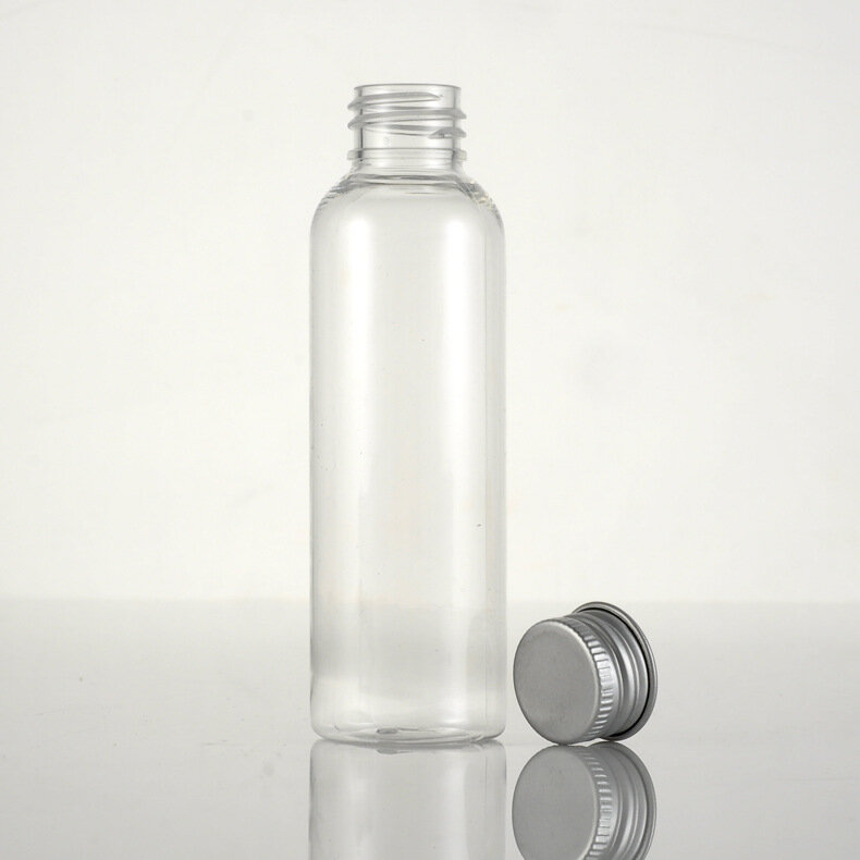 알루미늄 스크류 캡이 있는 투명 플라스틱 병, 작은 병, 화장품 용기, 여행 키트, 빈 리필 가능한 병, 5 ml, 10 ml, 20 ml, 30ml