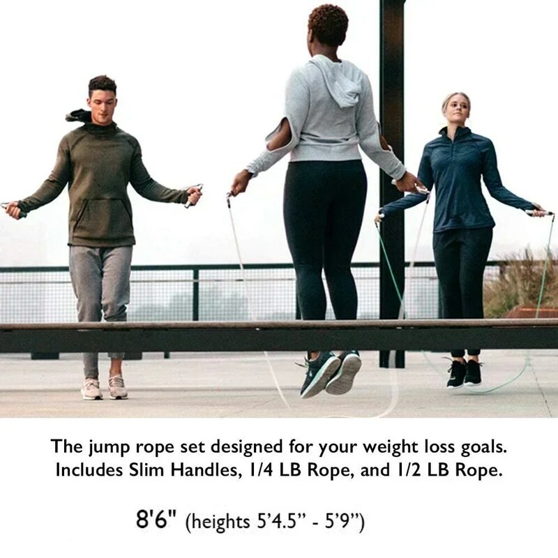 Dapatkan tali lompat kuat Set-Weighted, latihan kekuatan meningkatkan daya tahan, tali lompat menyenangkan