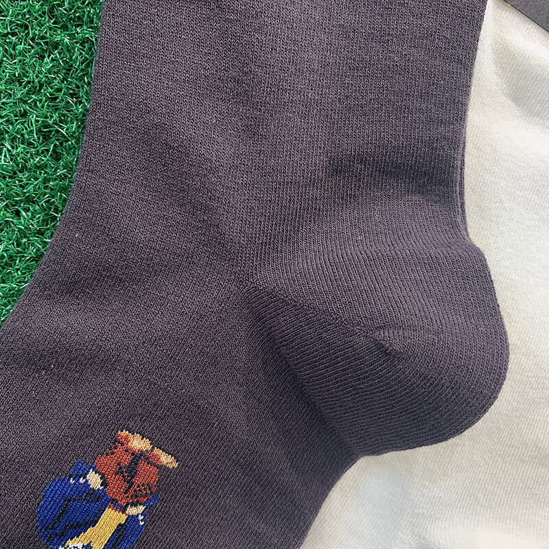 5 paia di calzini da uomo orso Cartoon Gentleman Harajuku calzini da Skateboard Wnter Warm novità traspirante Business Sox regalo di natale