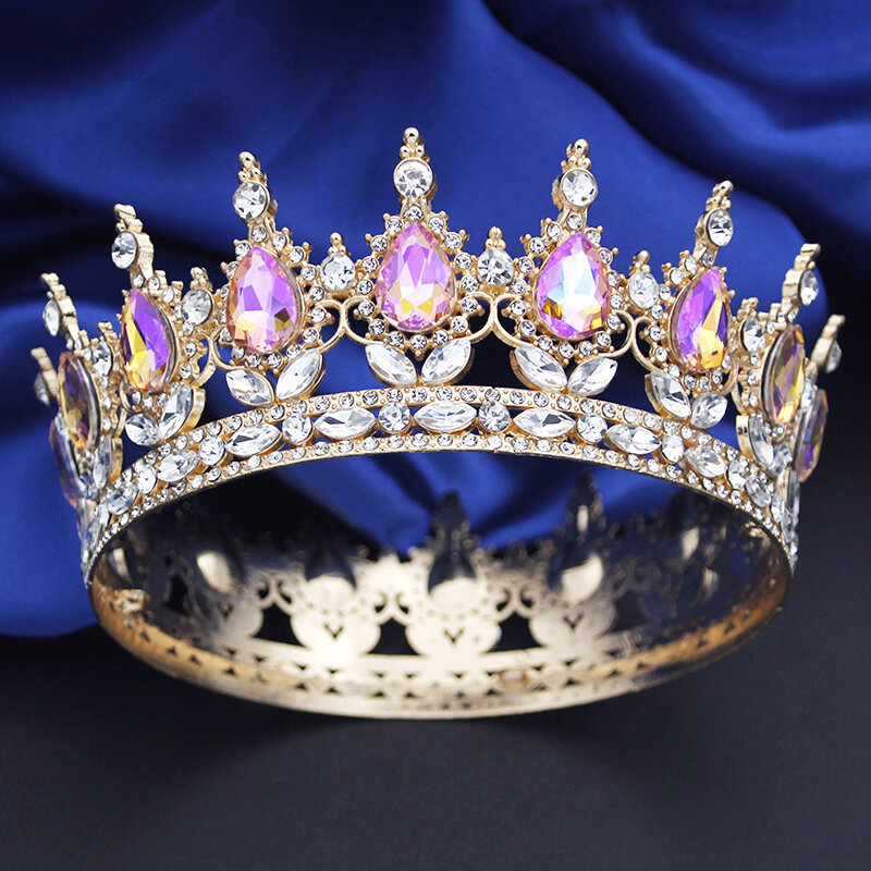 Crystal Vintage Royal Queen King tiary i korony mężczyźni/kobiety korowód Prom Diadem ozdoby do włosów ślubne akcesoria biżuteria do włosów
