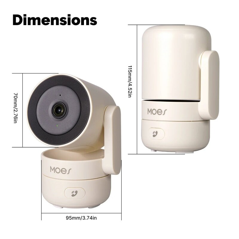 MOESTuya-Câmera de Segurança Pan Tilt Inteligente, Wi-Fi, 4MP, HD, Infravermelho, Visão Nocturna, Movimento, Detecção de Som, Monitor, Patrulha Panorâmica