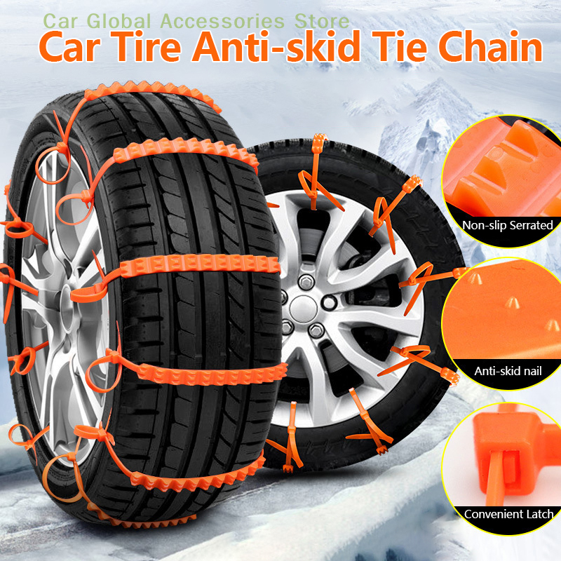 Cadenas de nieve antideslizantes para coche, cadenas de invierno de 1/5/10 piezas, para exteriores, accesorios de emergencia para automóviles