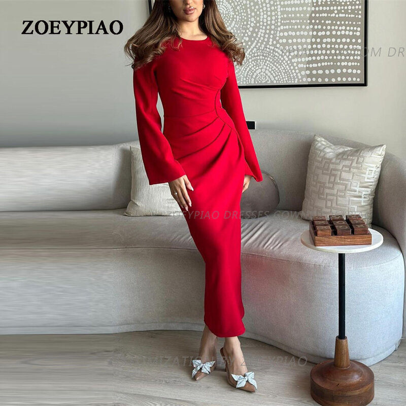 赤いドレス,半袖,お茶の長さ,イブニングドレス,シース,アラビア語,ドバイから作られたカスタムメイドのarabicイブニングドレス