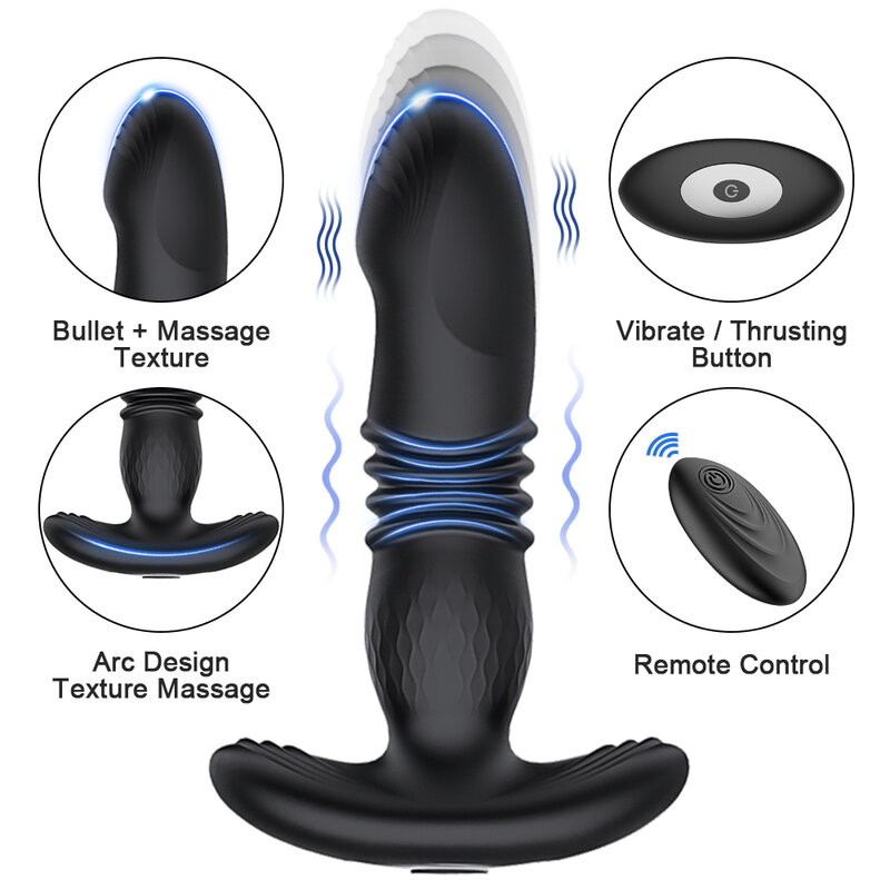 Telescopic Dildo Anal Plug Vibrator Male Prostate Massager Wireless Remote Sex Machine Masturbator Butt Plug Sex Toys for Men