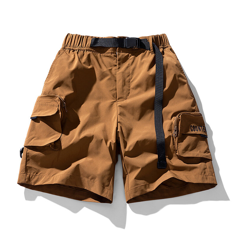 Summer Men's Shorts New Solid color Loose and Breathable Outdoor Fishing Sports Zipper Pocket Workwear pants Men's Casual pants