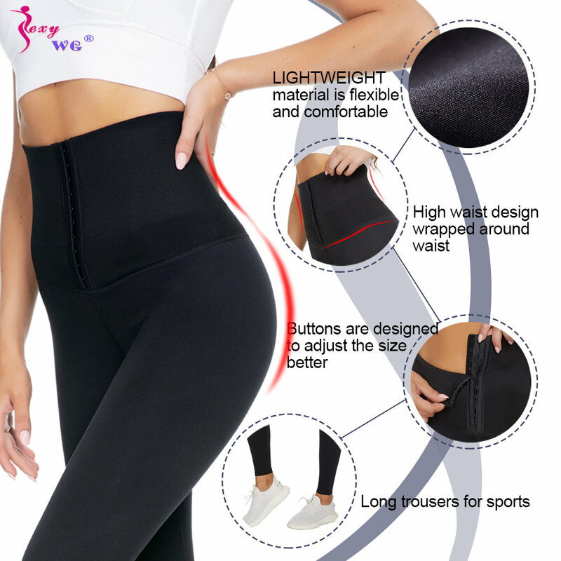SEXYWG Yoga Pants with Waist Trainer for Women High Waisted Tummy Control Leggings Slimming Weight Loss Trousers Body Shaper