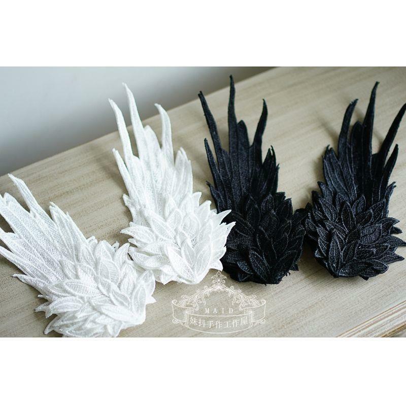 Ornement de cheveux d'aile d'ange gothique Lolita, tenue de sauna, style de performance de fête, plume noire et blanche