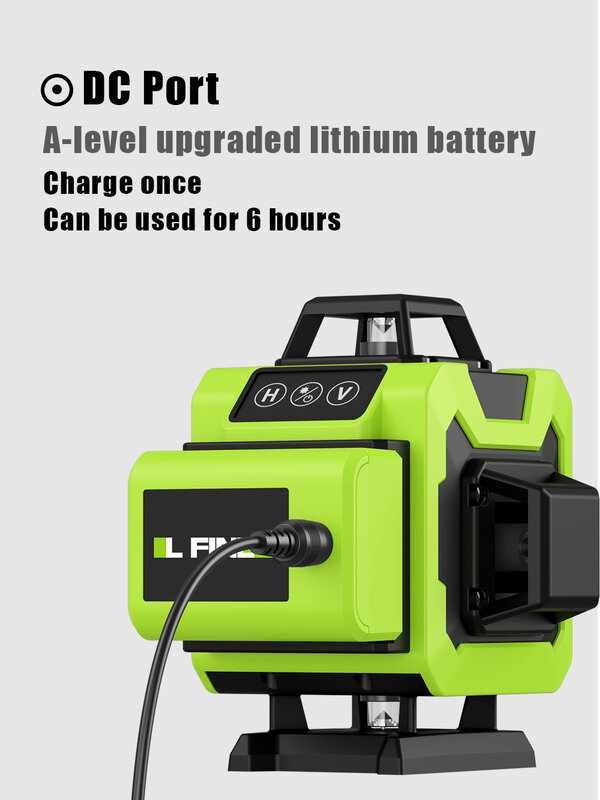 LFINE-Niveau laser professionnel autonivelant, 16 lignes, 360 °, horizontal et vertical, recyclable avec batterie aste, outils