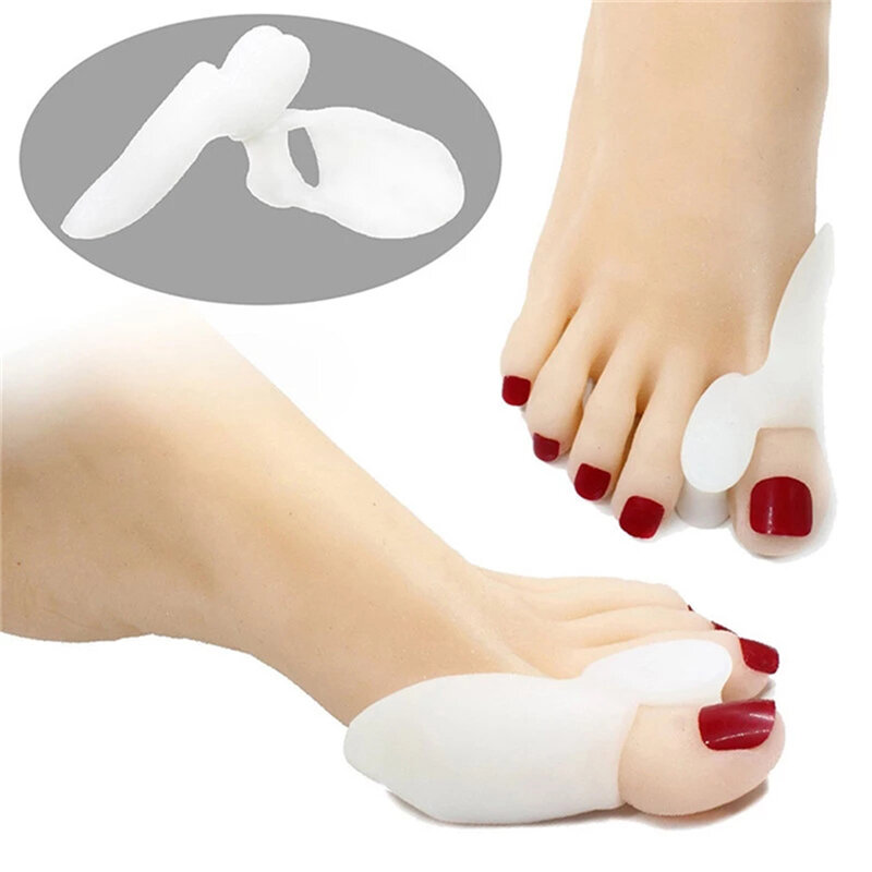 1pair Silicone Gel Thumb Corrector Bunion Little Toe Protector Separator Hallux Valgus Finger Straightener Foot Care Relief Pads