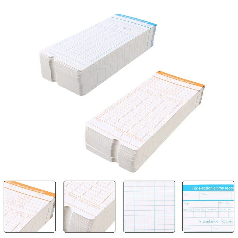 200 Sheets Office Clock English Attendance Card Time Recording Cards Recorder Punching Accessories Commuting Paper