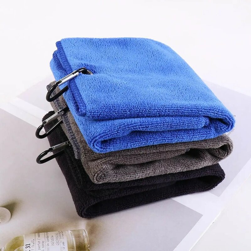 Tri-fold Golf Towel for Men and Women, Premium Microfiber Fabric, Heavy Duty Carabiner Clip, Four Color Options, Gift