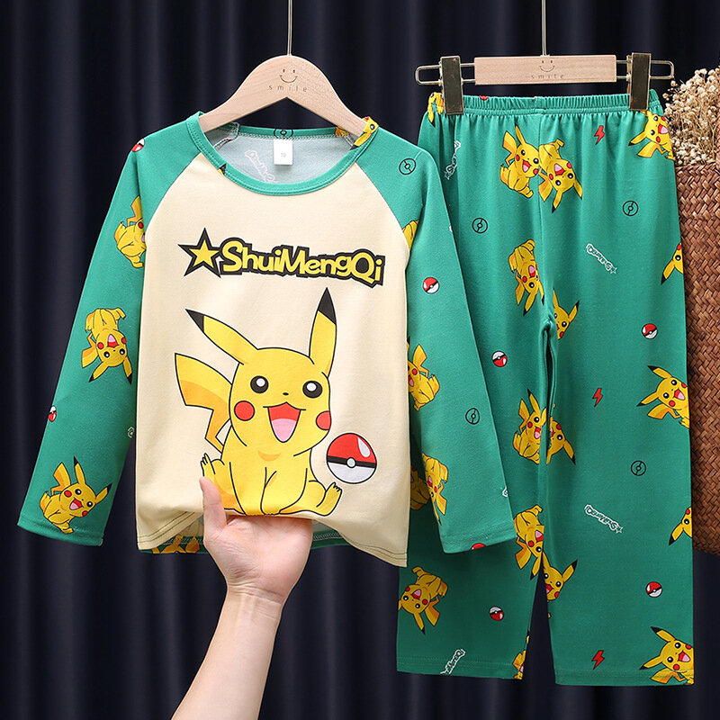 Pijamas Pokémon unissex para crianças, roupas da moda para meninos e meninas, crianças e meninas