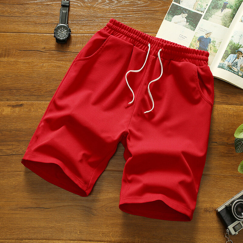 กางเกงขาสั้นแฟชั่นใหม่เอี่ยมใส่สบายสำหรับผู้ชายกางเกงชายหาดกางเกงวิ่งขาสั้นสีพื้นสำหรับทุกวัน