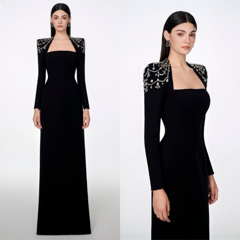 Prom Dress Saudi Arabia Classic Modern Style Formal Evening Square Collar A-line Beading Satin Bespoke Occasion Dresses