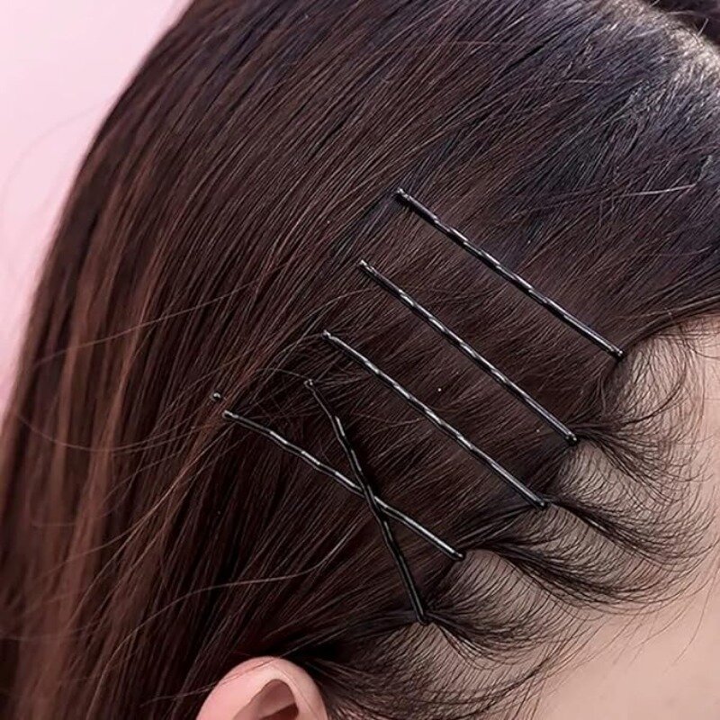 Pinzas para el pelo negras simples para niñas, horquillas invisibles onduladas, rizadas, desechables, accesorios coreanos para el cabello, 50/60 piezas