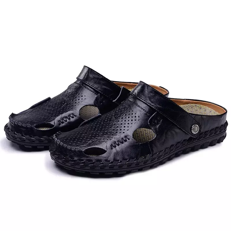Men Summer Sandals Genuine Leather Beach Trekking High Quality Fashion Comfortable Outdoor Beach Rome Slippers Size38-44