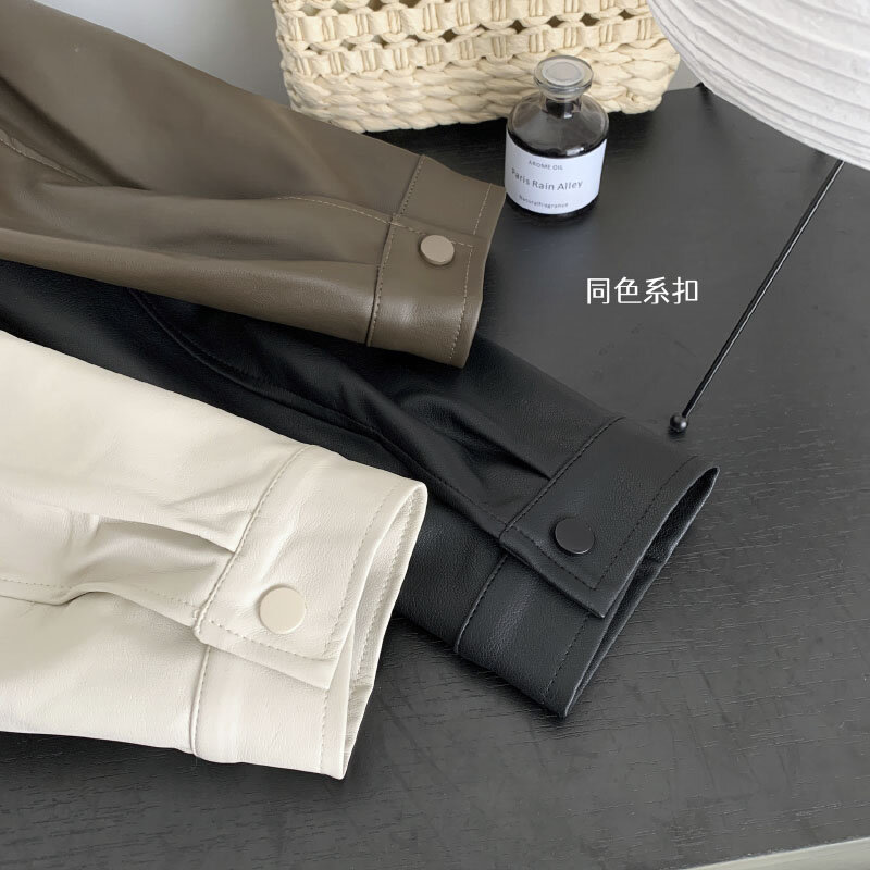 Mantel kulit pendek kualitas tinggi musim gugur wanita 2023 mantel kulit Hip Hop lengan panjang jalanan tinggi longgar desain baru mantel kulit cantik